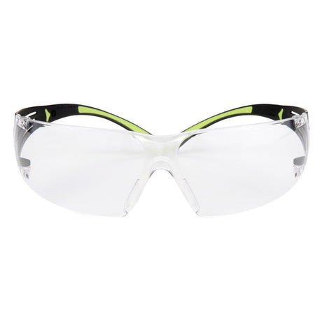 3M SF401AF SecureFit Safety Glasses, 400 Series, Clear Lens, Anti-Fog Anti-Scratch, Green/Black Frame, Polycarbonate, ANSI Z87, UV Protection (7100112435)