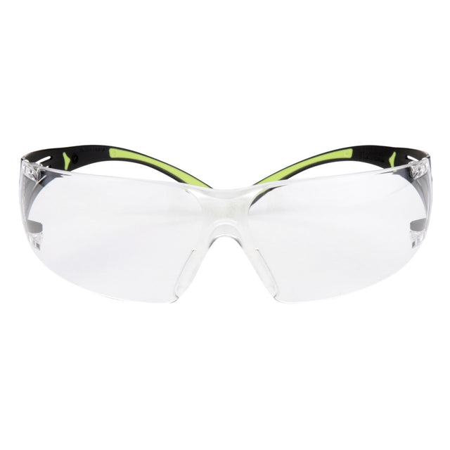3M SF401AF SecureFit Safety Glasses, 400 Series, Clear Lens, Anti-Fog Anti-Scratch, Green/Black Frame, Polycarbonate, ANSI Z87, UV Protection (7100112435) (20 Pack)