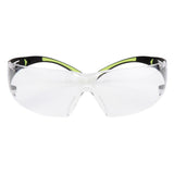 3M SF401AF SecureFit Safety Glasses, 400 Series, Clear Lens, Anti-Fog Anti-Scratch, Green/Black Frame, Polycarbonate, ANSI Z87, UV Protection (7100112435)  - (20Pack)