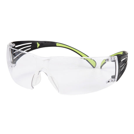 3M SF401AF SecureFit Safety Glasses, 400 Series, Clear Lens, Anti-Fog Anti-Scratch, Green/Black Frame, Polycarbonate, ANSI Z87, UV Protection (7100112435)  - (20Pack) - 2