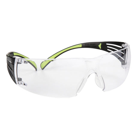 3M SF401AF SecureFit Safety Glasses, 400 Series, Clear Lens, Anti-Fog Anti-Scratch, Green/Black Frame, Polycarbonate, ANSI Z87, UV Protection (7100112435) - 3