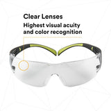 3M SF401AF SecureFit Safety Glasses, 400 Series, Clear Lens, Anti-Fog Anti-Scratch, Green/Black Frame, Polycarbonate, ANSI Z87, UV Protection (7100112435)  - (20Pack) - 6