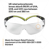 3M SF401AF SecureFit Safety Glasses, 400 Series, Clear Lens, Anti-Fog Anti-Scratch, Green/Black Frame, Polycarbonate, ANSI Z87, UV Protection (7100112435) (20 Pack) - 7