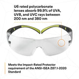 3M SF401AF SecureFit Safety Glasses, 400 Series, Clear Lens, Anti-Fog Anti-Scratch, Green/Black Frame, Polycarbonate, ANSI Z87, UV Protection (7100112435)  - (20Pack) - 7