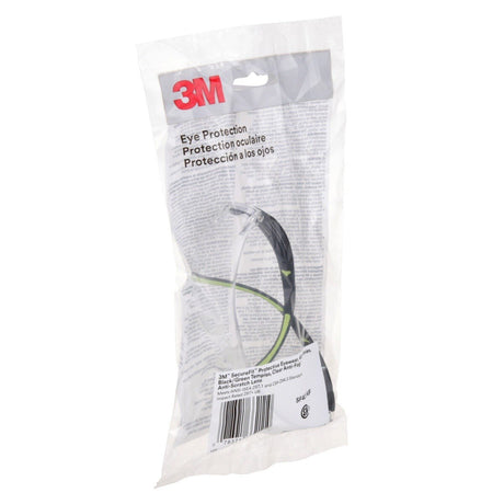 3M SF401AF SecureFit Safety Glasses, 400 Series, Clear Lens, Anti-Fog Anti-Scratch, Green/Black Frame, Polycarbonate, ANSI Z87, UV Protection (7100112435)  - (20Pack) - 10