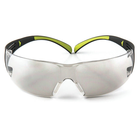 3M SF410AS SecureFit Anti-Scratch Indoor/Outdoor Mirror Lens Safety Glasses, Green/Black Frame, ANSI Z87 (SF410AS) (7100112436) (Case of 20)  - (20Pack)