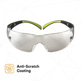 3M SF410AS SecureFit Anti-Scratch Indoor/Outdoor Mirror Lens Safety Glasses, Green/Black Frame, ANSI Z87 (SF410AS) (7100112436) (Case of 20)  - (20Pack) - 5