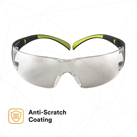 3M SF410AS SecureFit Anti-Scratch Indoor/Outdoor Mirror Lens Safety Glasses, Green/Black Frame, ANSI Z87 (SF410AS) (7100112436) (Case of 20)  - (20Pack) - 5
