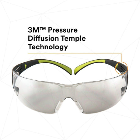 3M SF410AS SecureFit Anti-Scratch Indoor/Outdoor Mirror Lens Safety Glasses, Green/Black Frame, ANSI Z87 (SF410AS) (7100112436) (Case of 20)  - (20Pack) - 6