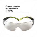 3M SF410AS SecureFit Anti-Scratch Indoor/Outdoor Mirror Lens Safety Glasses, Green/Black Frame, ANSI Z87 (SF410AS) (7100112436) (Case of 20)  - (20Pack) - 7