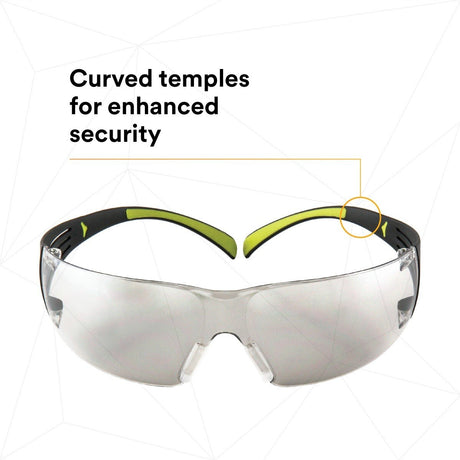 3M SF410AS SecureFit Anti-Scratch Indoor/Outdoor Mirror Lens Safety Glasses, Green/Black Frame, ANSI Z87 (SF410AS) (7100112436) (Case of 20)  - (20Pack) - 7