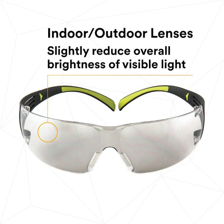 3M SF410AS SecureFit Anti-Scratch Indoor/Outdoor Mirror Lens Safety Glasses, Green/Black Frame, ANSI Z87 (SF410AS) (7100112436) (Case of 20)  - (20Pack) - 8