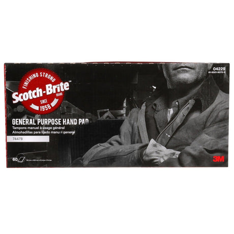 3M PO-HP 7447 Scotch-Brite Hand Pad 7447B Pro, PO-HP, A/O Very Fine, Maroon, 6 in x 9 in (7100112579) (60 Pack) - 3