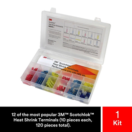3M Heat Shrink Terminal Kit, Selection of 12 Terminals, Refillable Compact Portable Durable (SHSTK-1) (7100112733) (120 Pieces)  - (4Pack) - 6