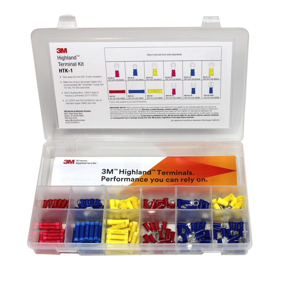 3M HTK-1 Highland Terminal Kit with vinyl insulated ring fork butt splice and disconnect terminals (7100112734) (180 Pieces)  - (4 Pack) - 2
