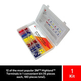 3M HTK-1 Highland Terminal Kit with vinyl insulated ring fork butt splice and disconnect terminals (7100112734) (180 Pieces)  - (4 Pack) - 3