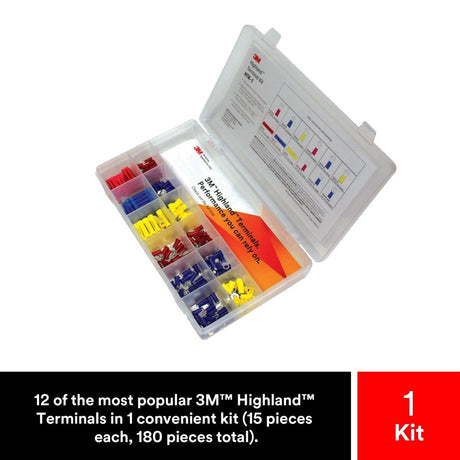 3M HTK-1 Highland Terminal Kit with vinyl insulated ring fork butt splice and disconnect terminals (7100112734) (180 Pieces)  - (4 Pack) - 3