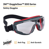 3M GG501NSGAF GoggleGear 500 Series Safety Goggles Clear Anti Fog Lens Neoprene Strap (7100112956)  - (10Pack) - 6
