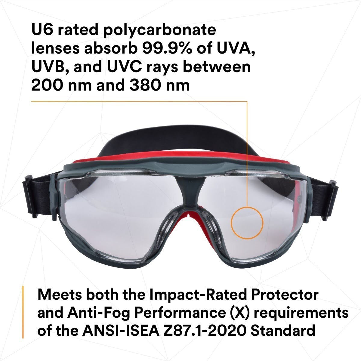 3M GG501NSGAF GoggleGear 500 Series Safety Goggles Clear Anti Fog Lens Neoprene Strap (7100112956)  - (10Pack) - 10