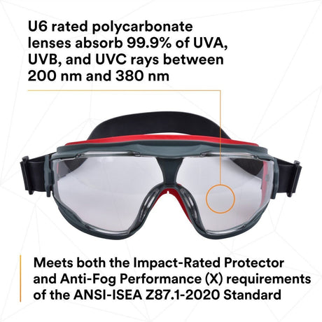 3M GG501NSGAF GoggleGear 500 Series Safety Goggles Clear Anti Fog Lens Neoprene Strap (7100112956)  - (10Pack) - 10