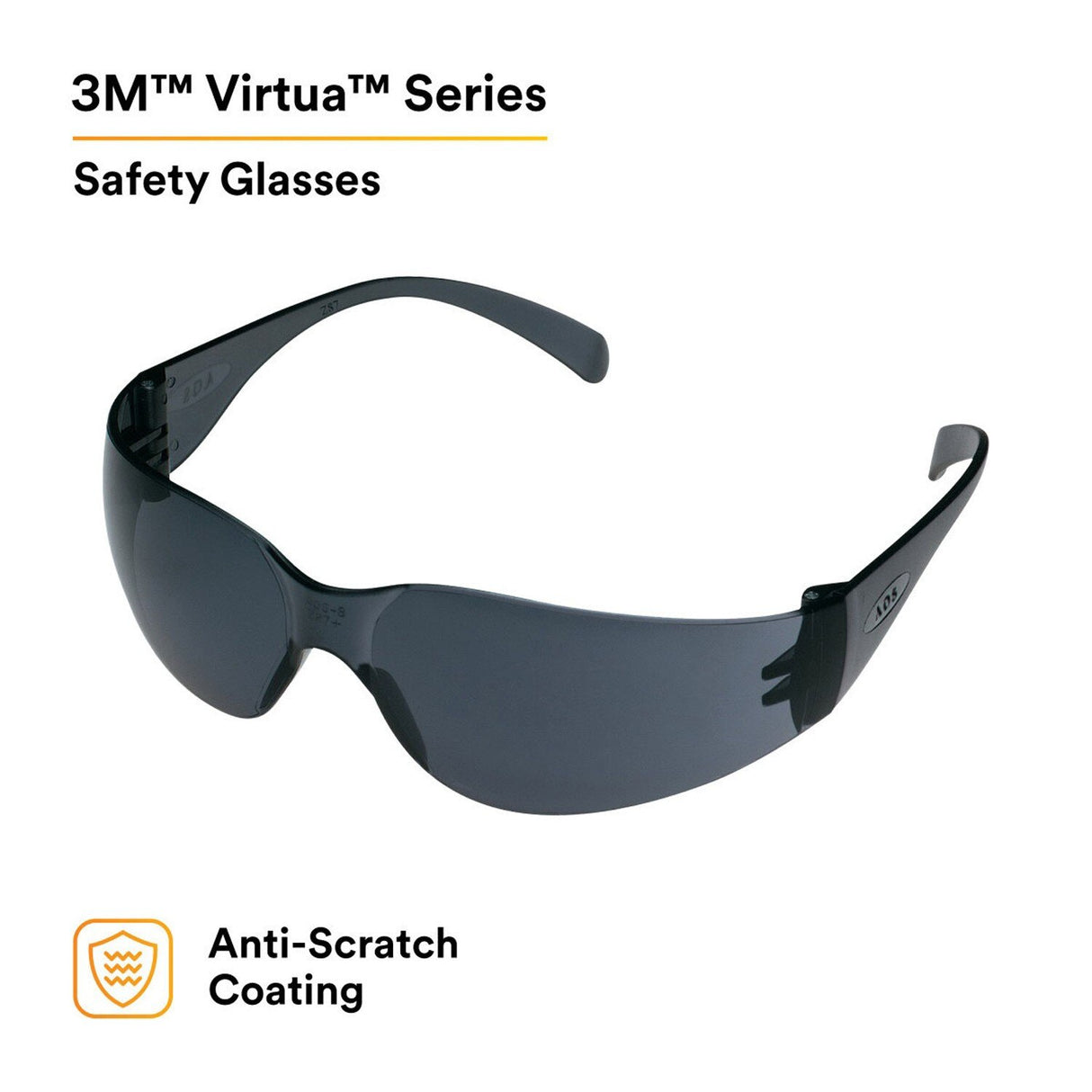 3M 11327-00000-20 11327 Virtua Safety Glasses, Gray Hard Coat Lens, Gray Frame, Unisex, ANSI Z87.1, UV Protection, Wraparound (7100114636)  - (20 Pack) - 2