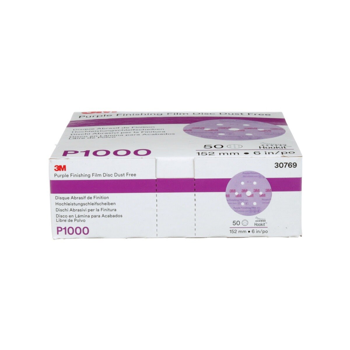3M 260L 30769 Hookit Purple Finishing Film Abrasive Disc, 6 in, Dust Free, P1000 (7100122767) (200 Pack) - 2