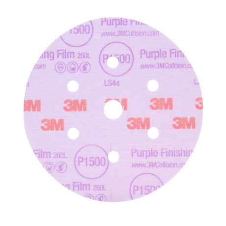 3M 260L 30768 Hookit Purple Finishing Film Abrasive Disc, 6 in, Dust Free, P1200 (7100122777) (200 Pack) - 3