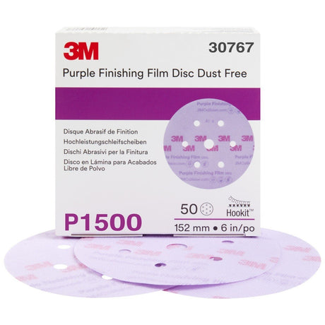 3M 260L 30767 Hookit Purple Finishing Film Abrasive Disc, Dust Free, P1500, 6 in (7100122779) (200 Pack) - 2