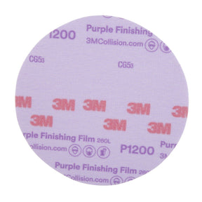 3M 260L 30668 Hookit Purple Finishing Film Abrasive Disc, Aluminum Oxide, P1200, Purple, 6 in, Clear Coat Sanding (7100122780) (200 Pack)