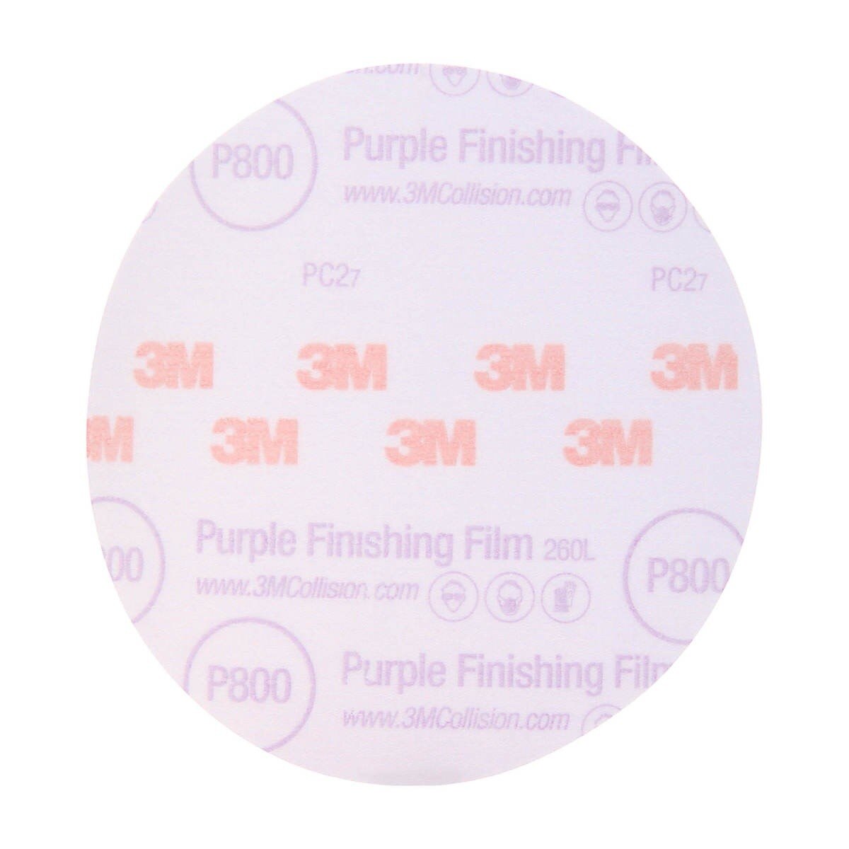 3M 260L 30670 Hookit Purple Finishing Film Abrasive Disc, P800, 6 in (7100122792) (200 Pack) - 2