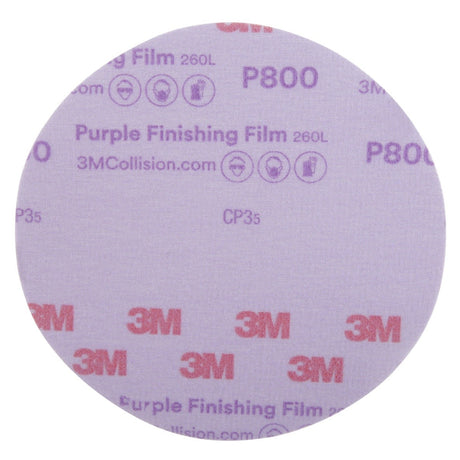 3M 260L 30670 Hookit Purple Finishing Film Abrasive Disc, P800, 6 in (7100122792) (200 Pack) - 3