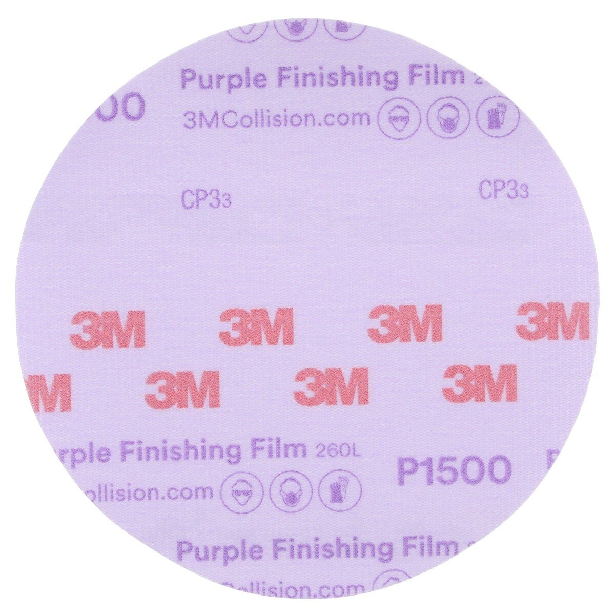 3M 260L 30667 Hookit Purple Finishing Film Abrasive Disc, P1500, Purple, 6 in (7100122795) (200 Pack)