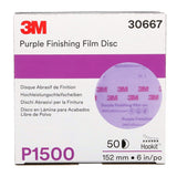 3M 260L 30667 Hookit Purple Finishing Film Abrasive Disc, P1500, Purple, 6 in (7100122795) (200 Pack) - 2