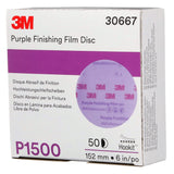 3M 260L 30667 Hookit Purple Finishing Film Abrasive Disc, P1500, Purple, 6 in (7100122795) (50 Pack) - 4