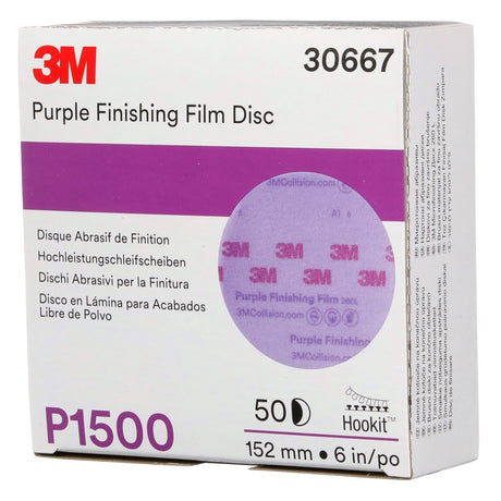 3M 260L 30667 Hookit Purple Finishing Film Abrasive Disc, P1500, Purple, 6 in (7100122795) (50 Pack) - 4