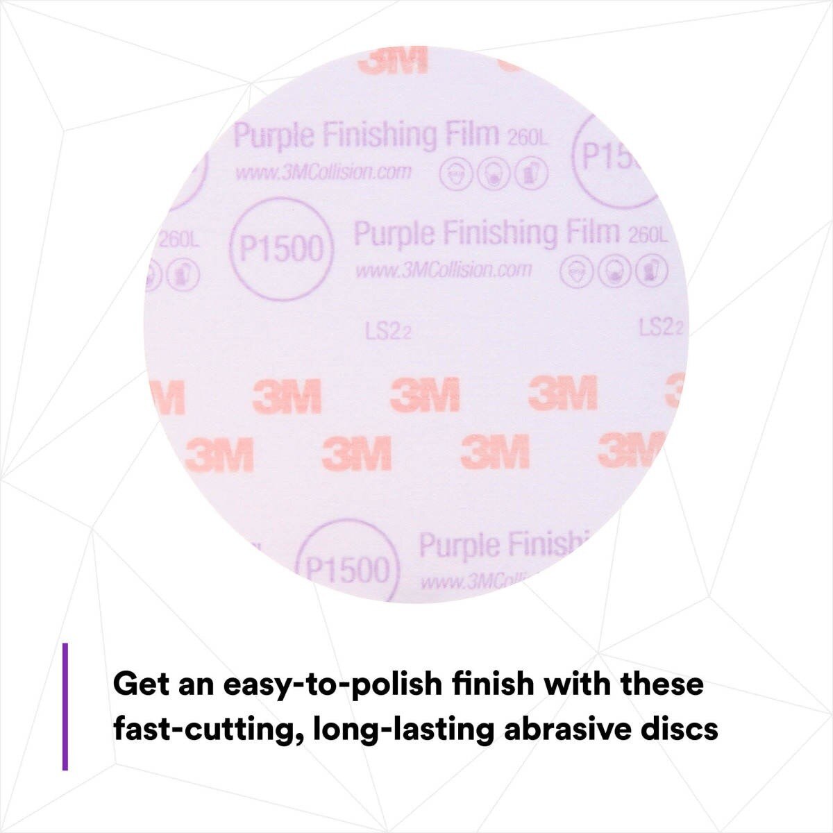 3M 260L 30667 Hookit Purple Finishing Film Abrasive Disc, P1500, Purple, 6 in (7100122795) (200 Pack) - 9