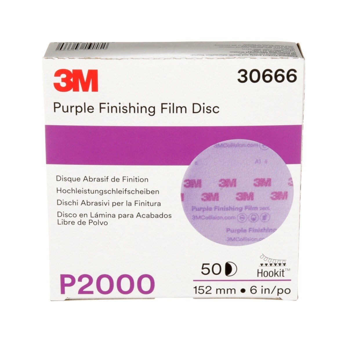 3M 260L 30666 Hookit Purple Finishing Film Abrasive Disc, P2000, Purple, 6 in (7100122798) (200 Pack)