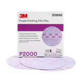 3M 260L 30666 Hookit Purple Finishing Film Abrasive Disc, P2000, Purple, 6 in (7100122798) (200 Pack) - 3