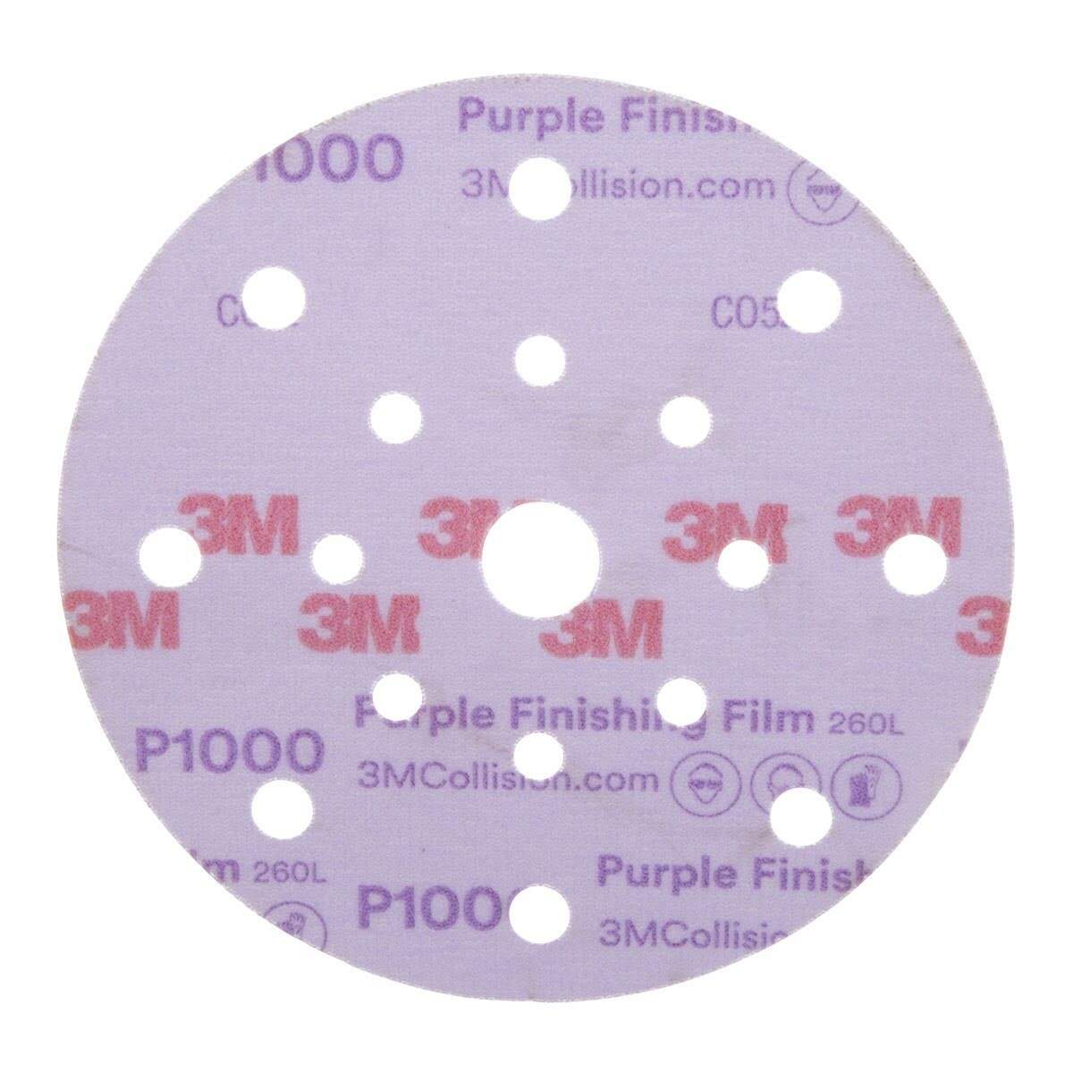 3M 34782 Hookit Purple Finishing Film Abrasive Disc, Dust Free, P1000, 6 in, Clear Coat Sanding, Paint Finishing (7100122800) (200 Pack)