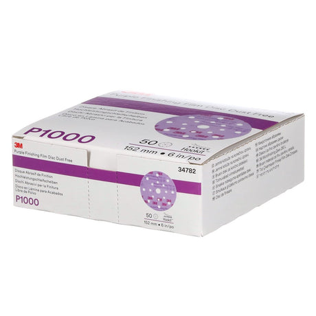 3M 34782 Hookit Purple Finishing Film Abrasive Disc, Dust Free, P1000, 6 in, Clear Coat Sanding, Paint Finishing (7100122800) (200 Pack) - 8