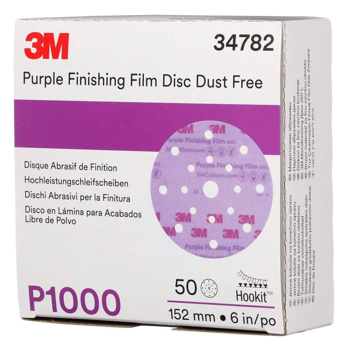 3M 34782 Hookit Purple Finishing Film Abrasive Disc, Dust Free, P1000, 6 in, Clear Coat Sanding, Paint Finishing (7100122800) (200 Pack) - 9