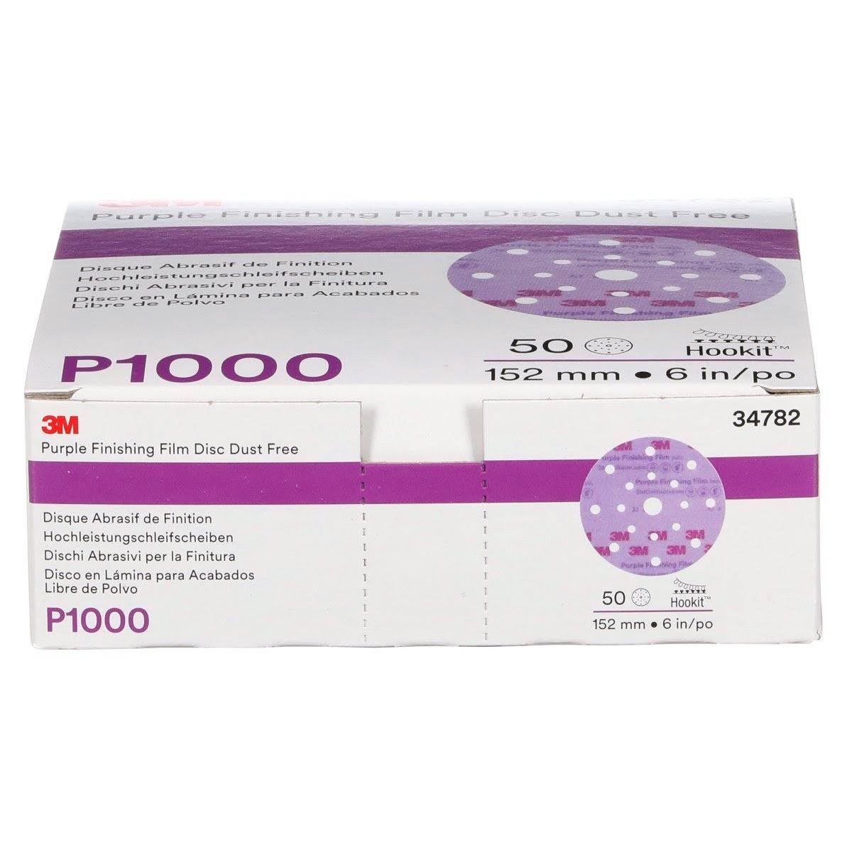 3M 34782 Hookit Purple Finishing Film Abrasive Disc, Dust Free, P1000, 6 in, Clear Coat Sanding, Paint Finishing (7100122800) (200 Pack) - 10