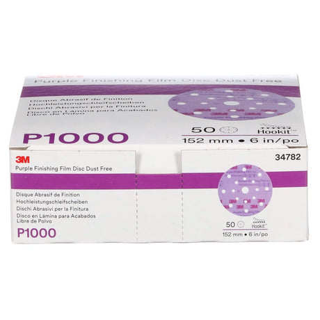 3M 34782 Hookit Purple Finishing Film Abrasive Disc, Dust Free, P1000, 6 in, Clear Coat Sanding, Paint Finishing (7100122800) (200 Pack) - 10
