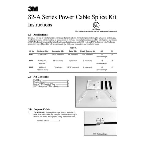 3M Scotchcast Inline Resin Power Cable Splice Kit, Up to 2 AWG, Black (82-A1N) (7100123073)  - (10Pack) - 10