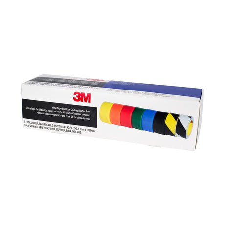 3M 5S Vinyl Tape Safety and 5S Color Coding Pack, 2 in x 36 yd, Assorted Colors (7100123108) (8 Pack) - 3