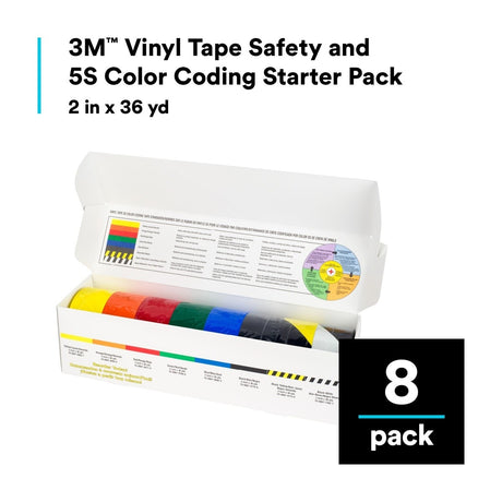 3M 5S Vinyl Tape Safety and 5S Color Coding Pack, 2 in x 36 yd, Assorted Colors (7100123108) (8 Pack) - 10