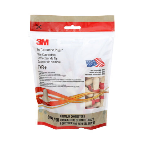 3M T/R+POUCH Twist-On Wire Connector, Tan/Red, 22-8 AWG, 600 V, for Copper Conductors (7100127165) (1000 Pack) - 6