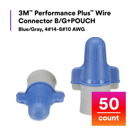 3M B/G+POUCH Wire Connector, Twist On, Blue/Gray, 14-6 AWG (7100127167) (500 Pack) - 5