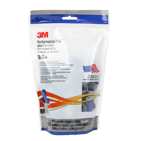 3M B/G+POUCH Wire Connector, Twist On, Blue/Gray, 14-6 AWG (7100127167) (500 Pack) - 7