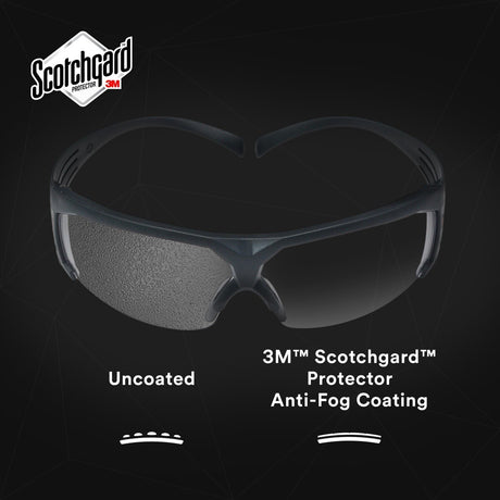3M SF601SGAF SecureFit 600 Safety Glasses, ANSI Z87, Scotchgard Anti-Fog Clear Lens, Black Frame (7100128689)  - (20Pack) - 4